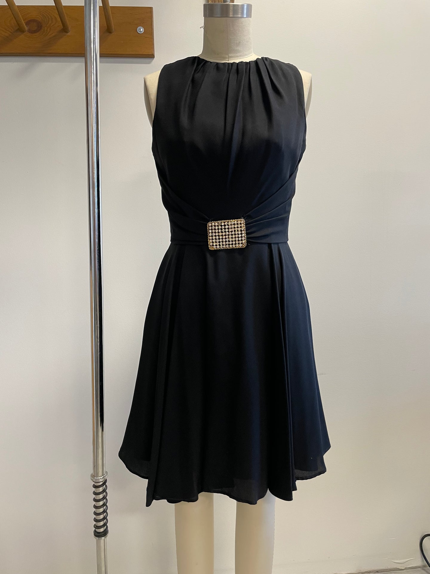 Vintage belted cocktail dress with buckle