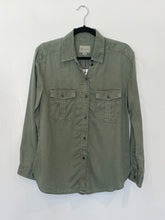 Load image into Gallery viewer, Army Green Long Sleeve Tencel Button Up
